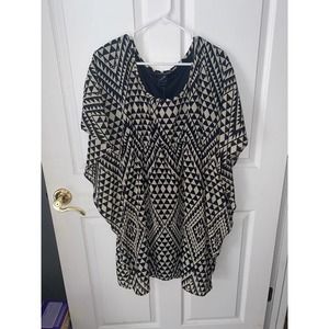 Decoded Womens Black Tan Short Sleeve Tunic Size Large‎